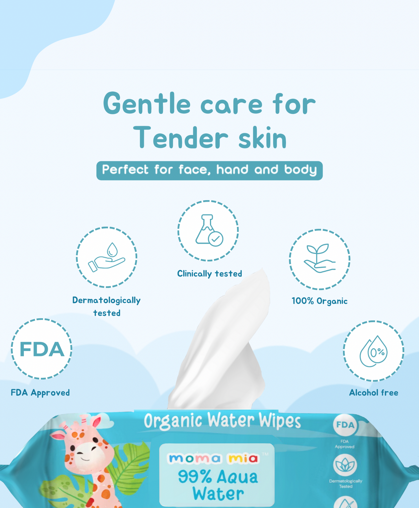 99% Pure Water Wipes for Sensitive to normal Skin (pack of 1)