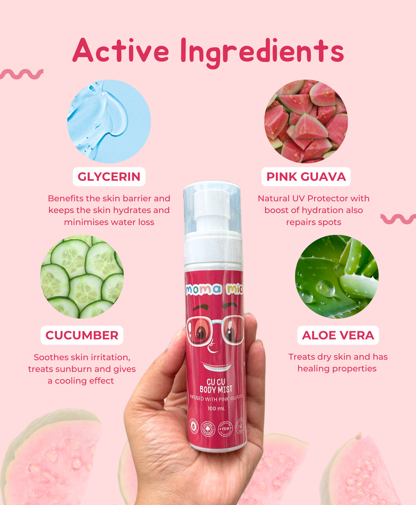 Body Mist For Kids I Cool and Refreshing I Pink Guava for Sun Protection | Non-Sticky & Light