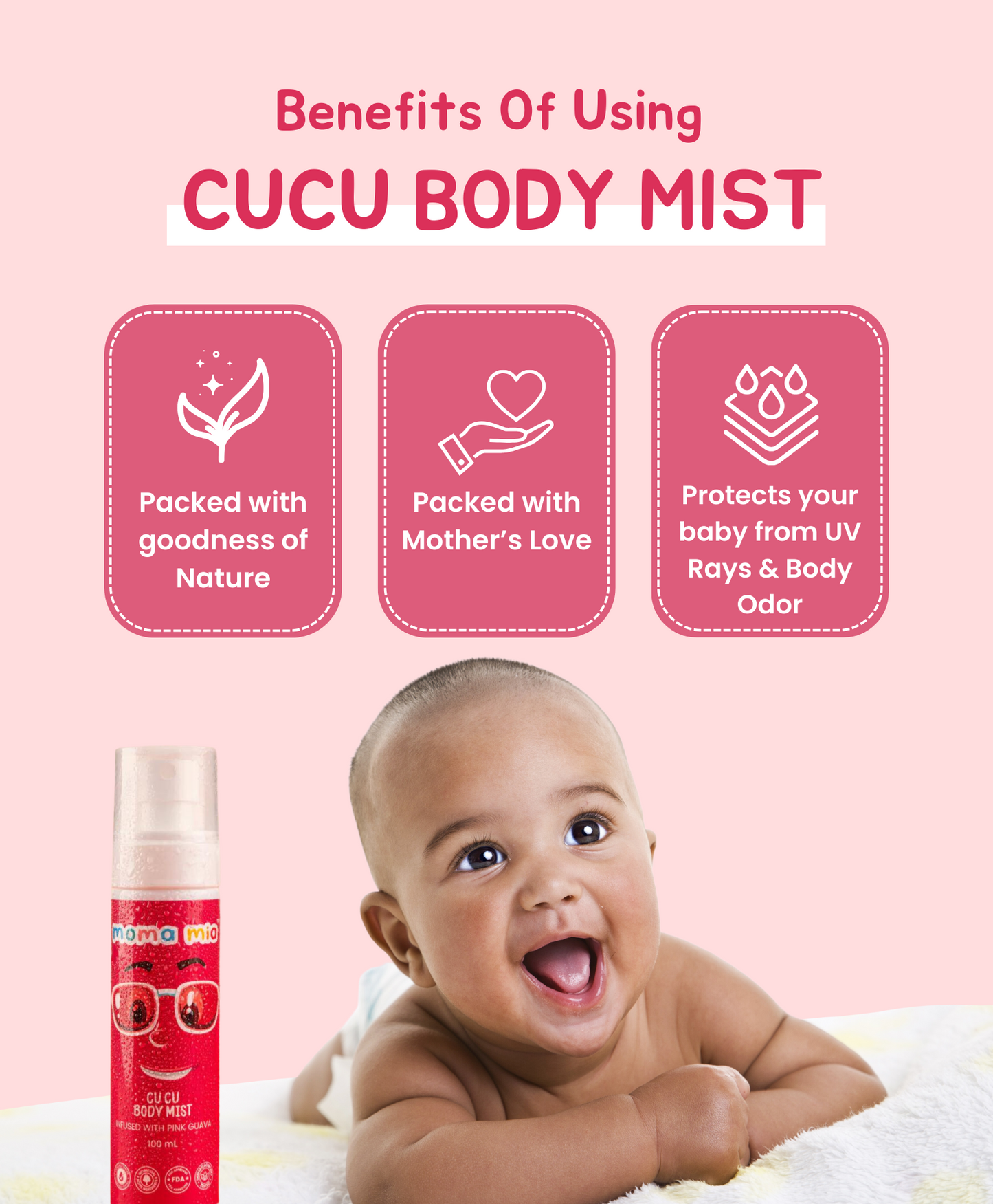 Body Mist For Kids I Cool and Refreshing I Pink Guava for Sun Protection | Non-Sticky & Light