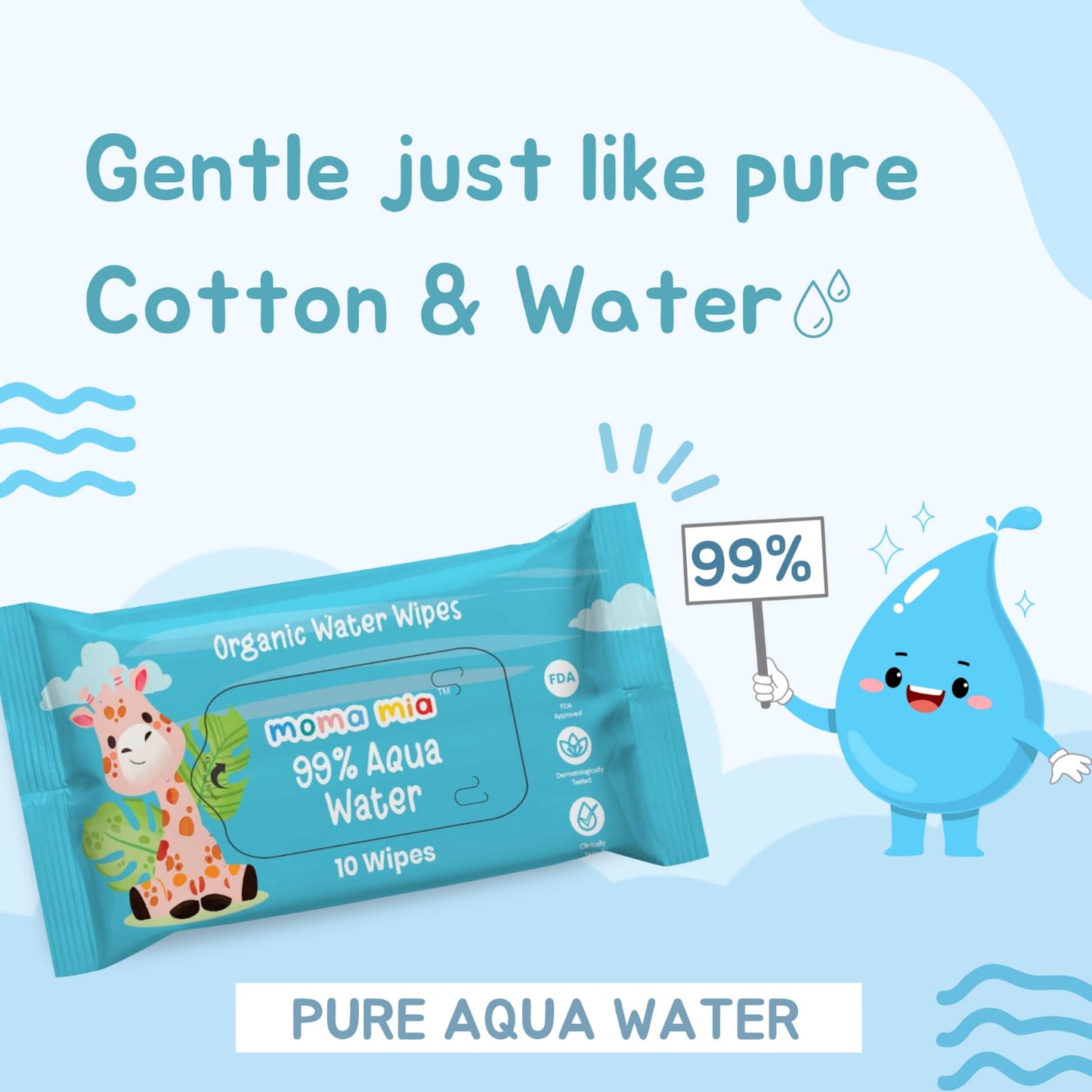99% Pure Water Wipes for Sensitive to normal Skin (pack of 1)