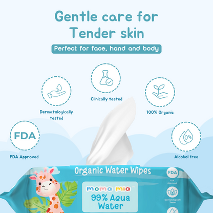 99% Pure Water Wipes for Sensitive to normal Skin  (Pack of 12)