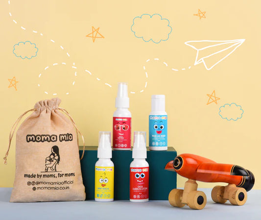 Kids Travel Pack I Mini Travel Kit I Face & Body Lotion, Body Wash+Shampoo, Mist & Oil I Natural and Organic with Malai Extract